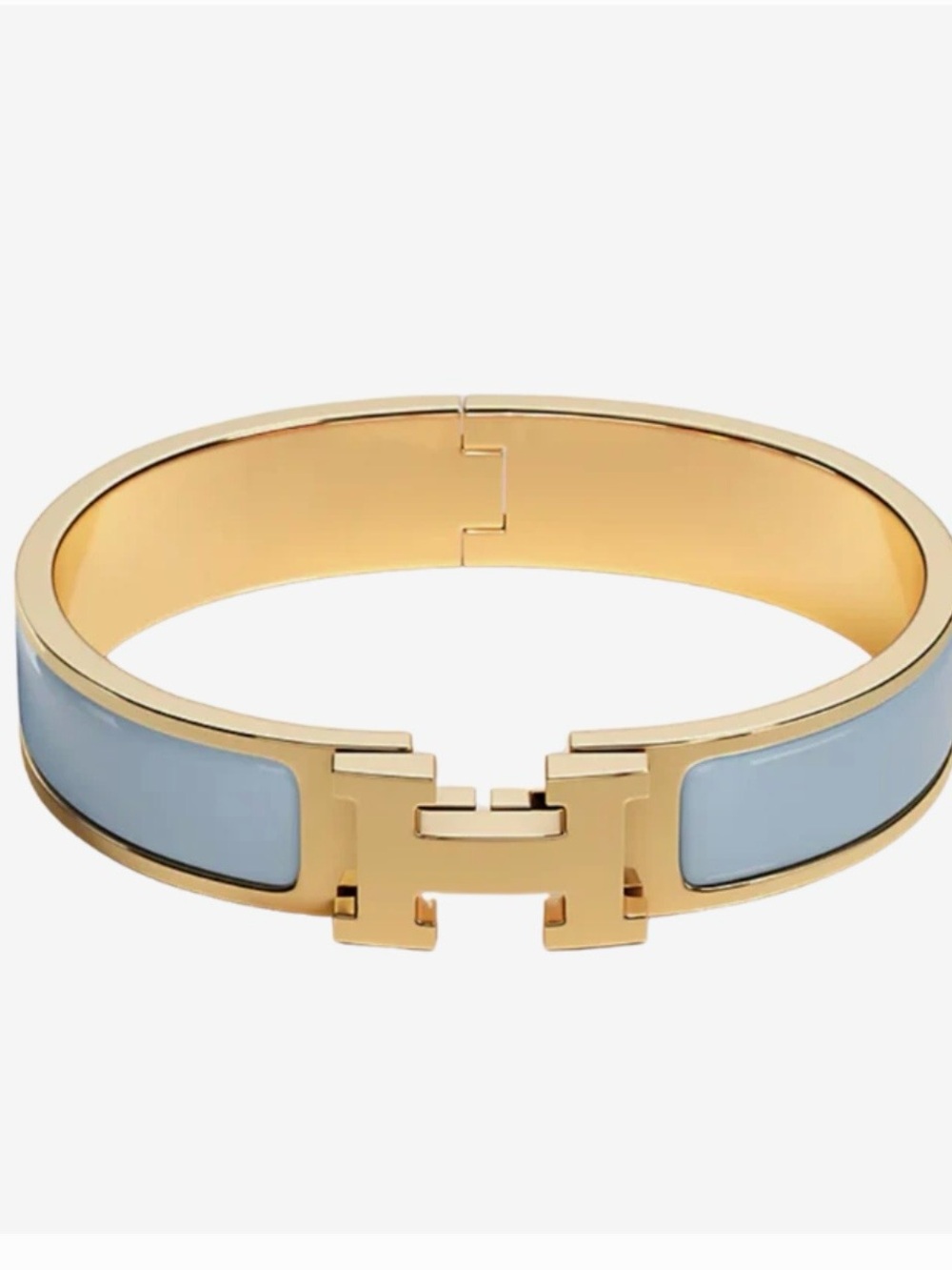 Gold-Tone and Light Blue Enamel 'Clic H' Bracelet